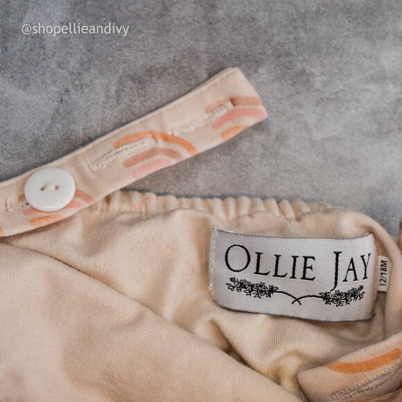 Ollie Jay Cross Straps Ruffle Summer Romper Cream Muted Rainbow 12-18M - Picture 6 of 8